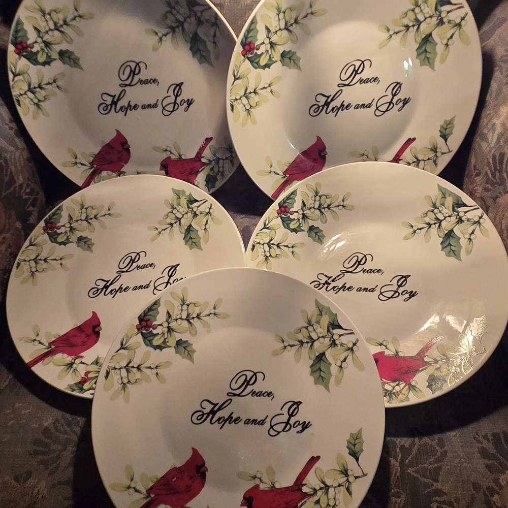 "Peace, Hope and Joy" ceramic 10" plates. Atico International. Very Good Cond.